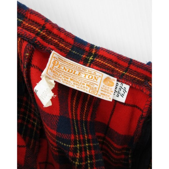VINTAGE Pendleton Skirt 10 Wool Tartan Pleated A-Line Plaid 70s 80s * - Picture 7 of 9